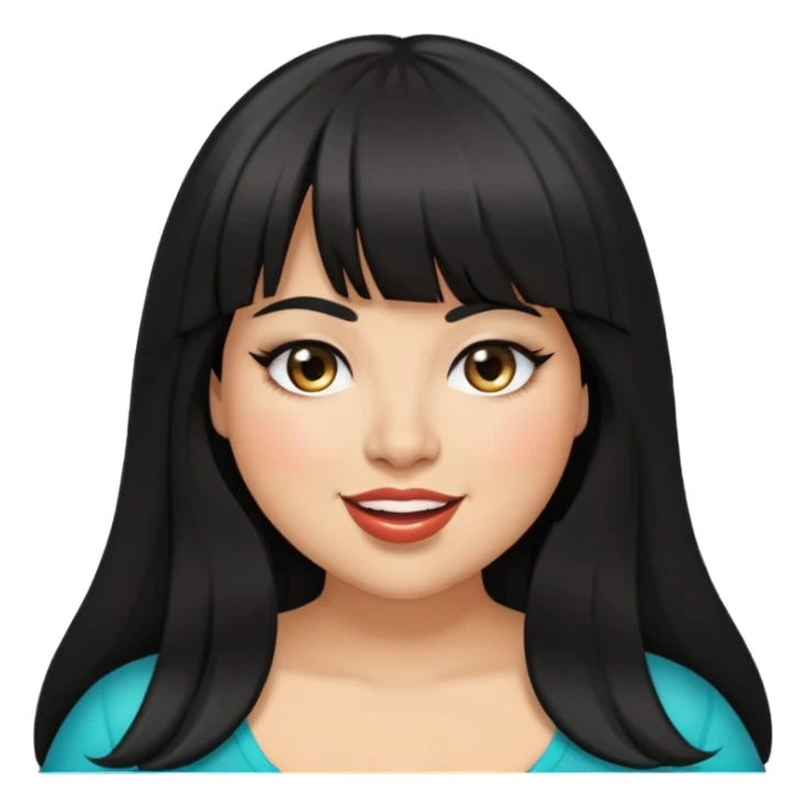 Latina female with bangs black long hair plus size eye wink sticker