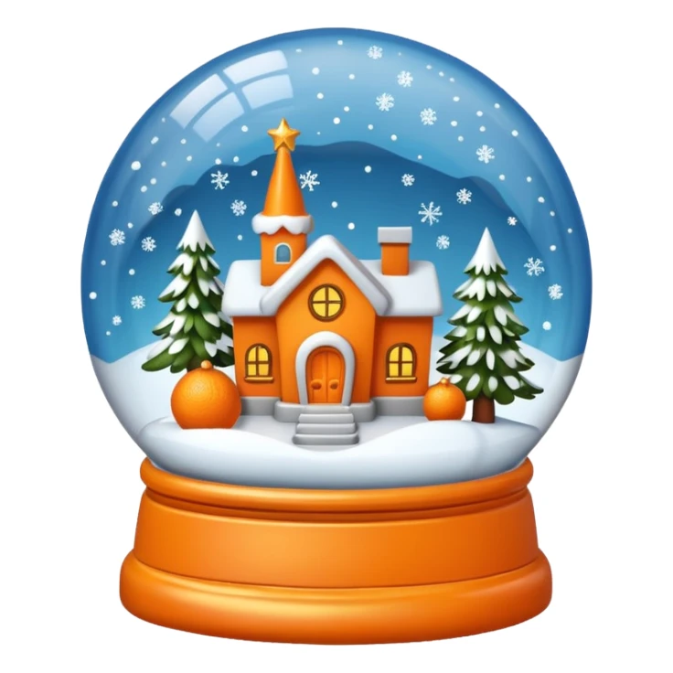 Orange Christmas village snow globe sticker