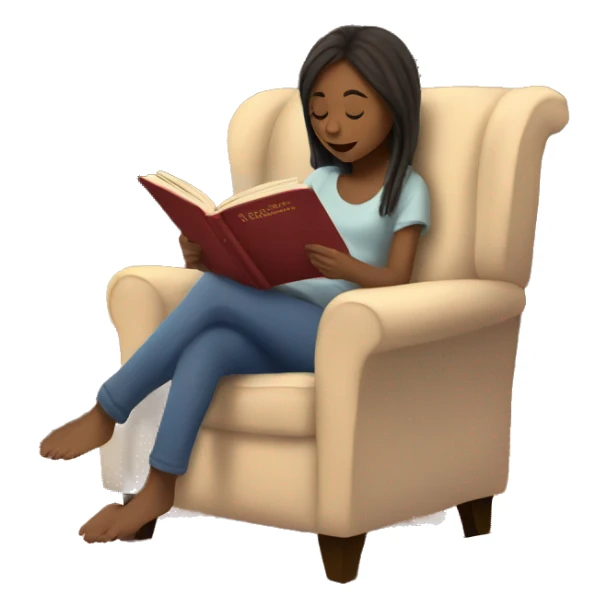 Girl under blanket reading a book on cozy chair next to fireplace sticker