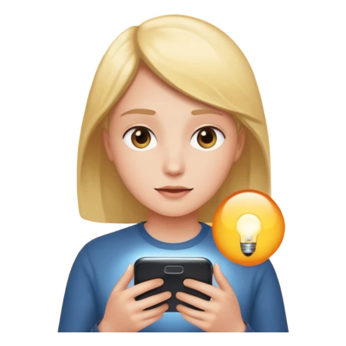 Looking at the phone while light from the phone emitted on the users face  sticker