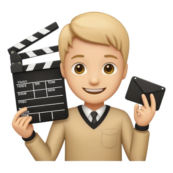 playful video editor emoji with clapperboard and timeline sticker