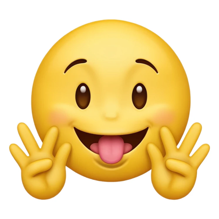 Yellow emoji face with two hands sticking it’s tongue out  sticker
