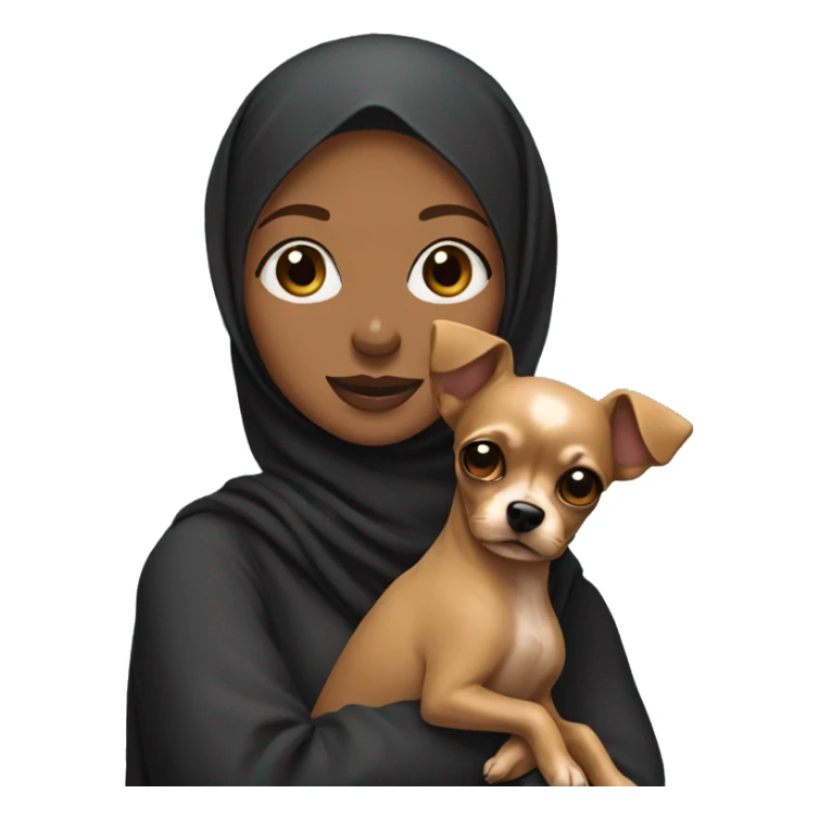 Black hijabi holding brown chihuahua poodle sticker