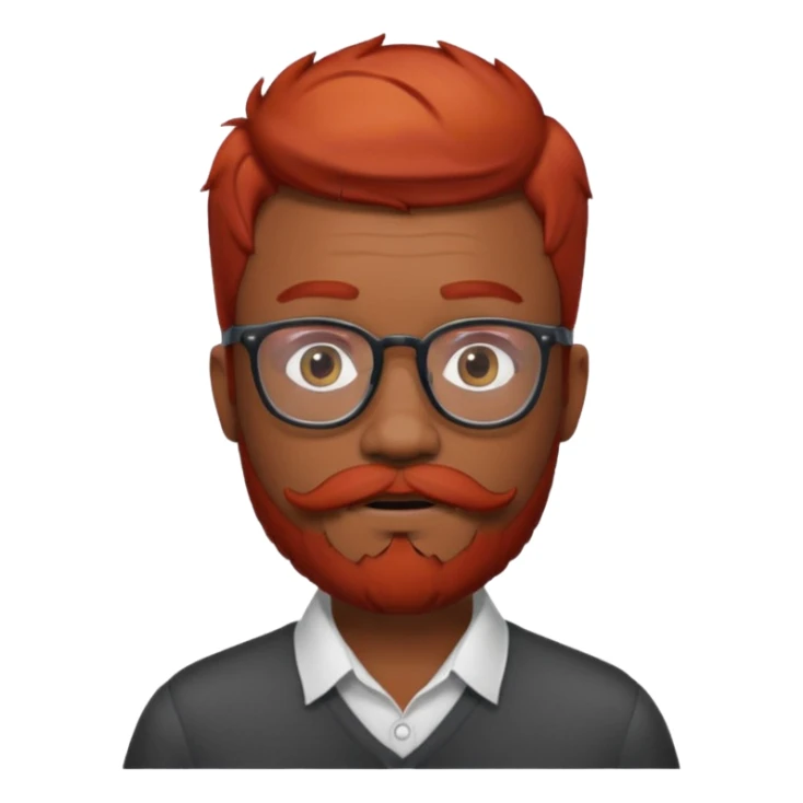 Dark man with short red hair and red beard and red mustache with glasses sticker