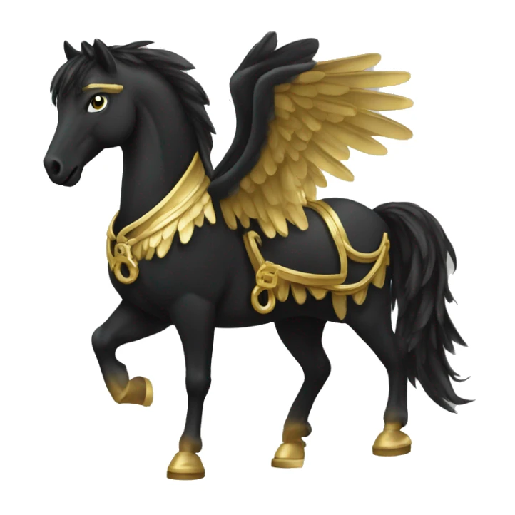 Black Pegasus, golden horseshoes on its hooves  sticker