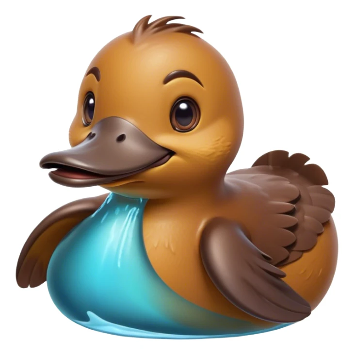 Cinematic Comical Platypus Portrait Emoji, Head tilted dramatically with an exaggeratedly amused expression, featuring a striking, glossy brown fur with a whimsically flat duckbill and wide, expressive eyes full of playful disbelief, Simplified yet hilariously expressive features, highly detailed, glowing with a slightly sassy glow, high shine, dramatic yet playful, stylized with an air of cheeky aquatic mischief, bright and endearing, soft glowing outline, capturing the essence of a spirited and over‐the‐top platypus, so meme‐worthy it feels like it could quack its way into internet fame instantly! sticker