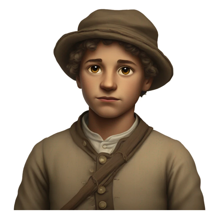 19th century peasant boy photorealistic serious sticker