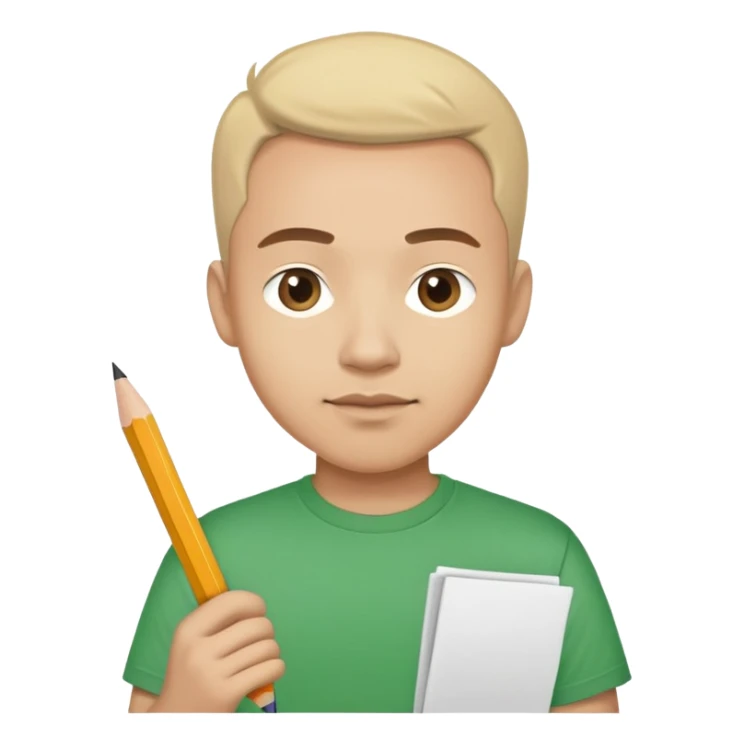 Image of an author working at "DX". DX is on his Tshirt with a pencil and paper in either hand sticker