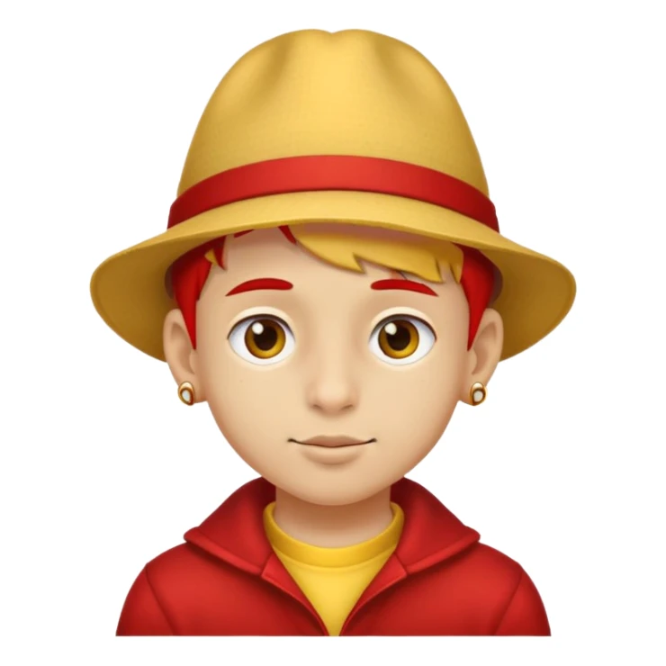 Boy wearing a nose ring and hat with yellow & RED SKIN sticker