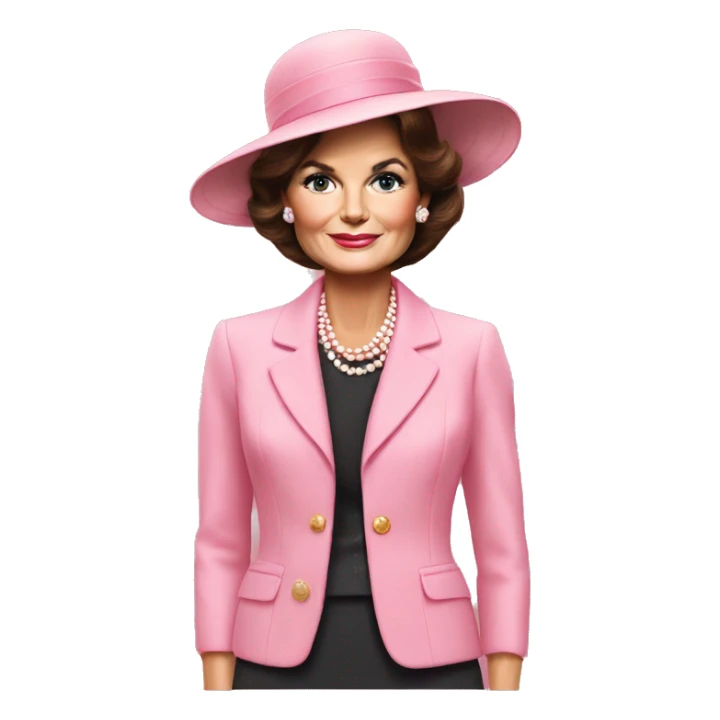 Jackie Kennedy in pink suit and hat sticker
