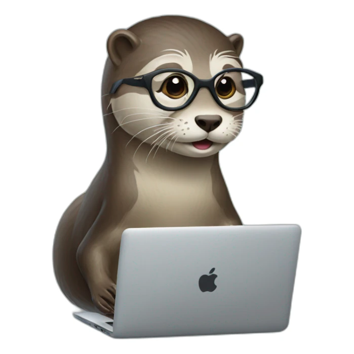 female vet otter with glasses use a macbook sticker