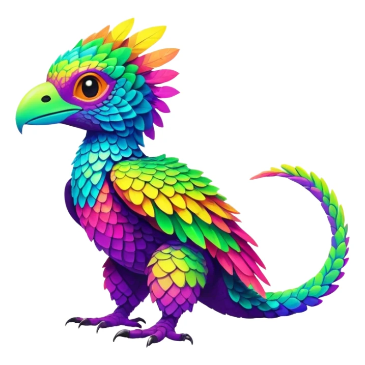 Exotic vibrant lush neon-colored Fakémon-Trico-creature (full body) sticker