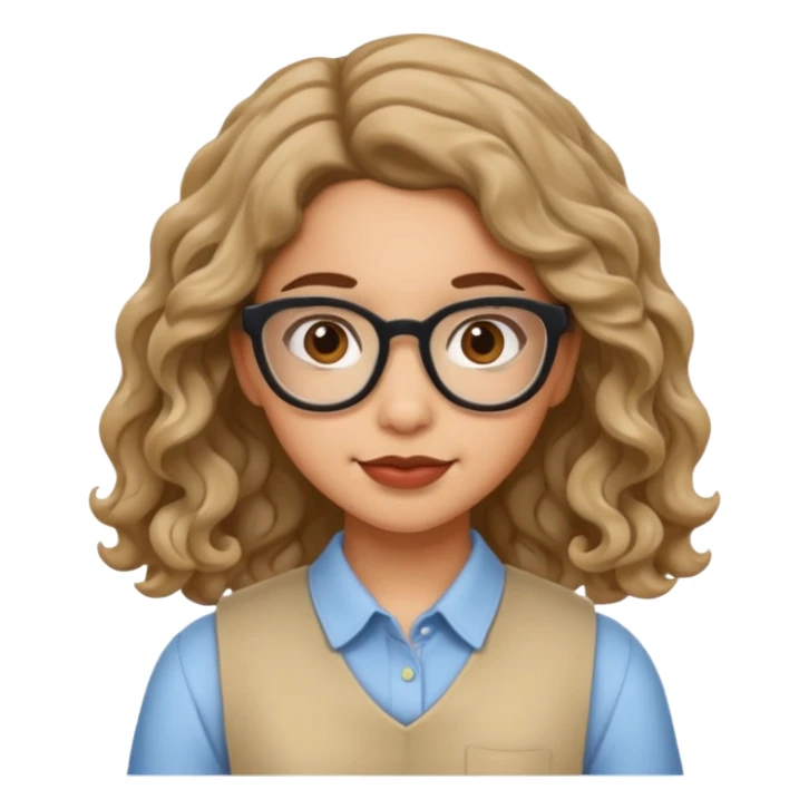 hispanic nerd girl wavy hair light skin tone sticker