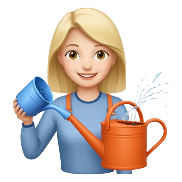 female with watering pot sticker