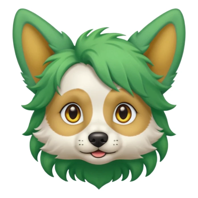 green haired dog with big ear piercing on tip of the ear sticker