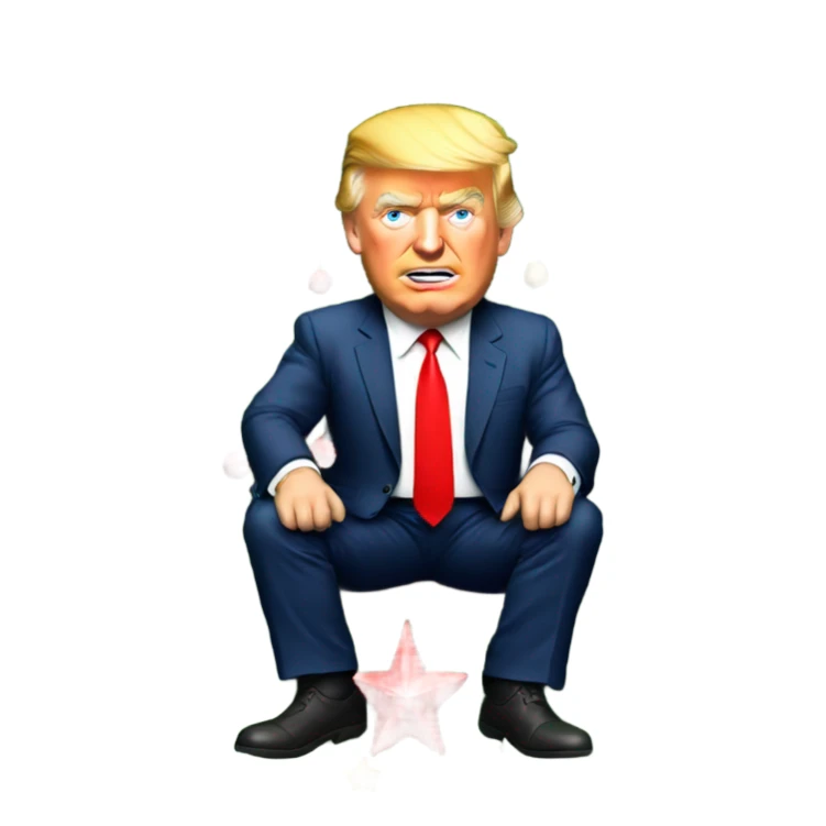 Trump sitting on a Christmas tree sticker