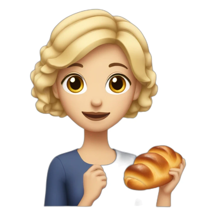 Blonde girl with short hair holding a challah sticker
