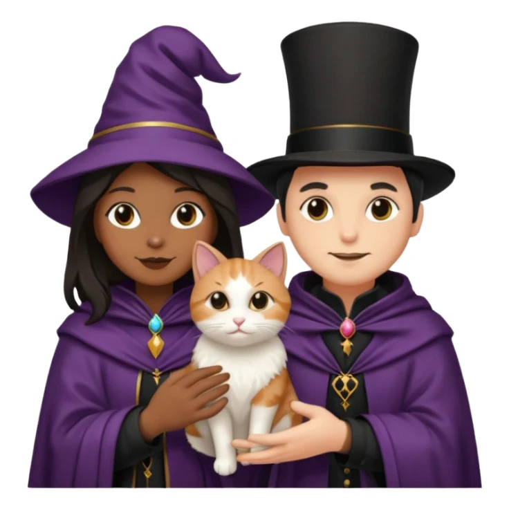 magician couple and their pet cat sticker