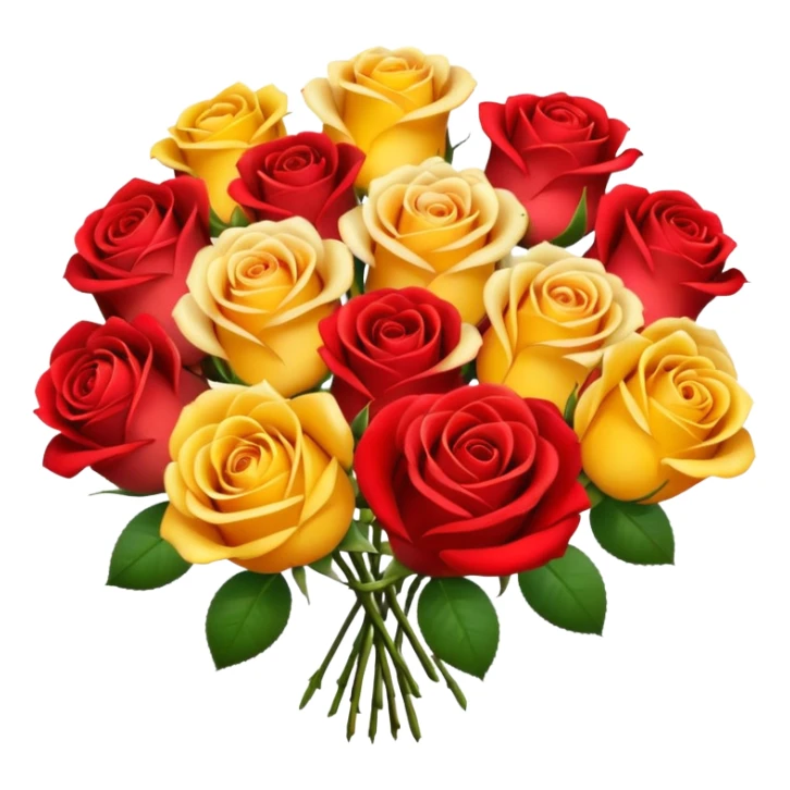 roses with gradient on petal starts yellow and bottom is red make a bouquet of them lots of gradient on every petal  sticker