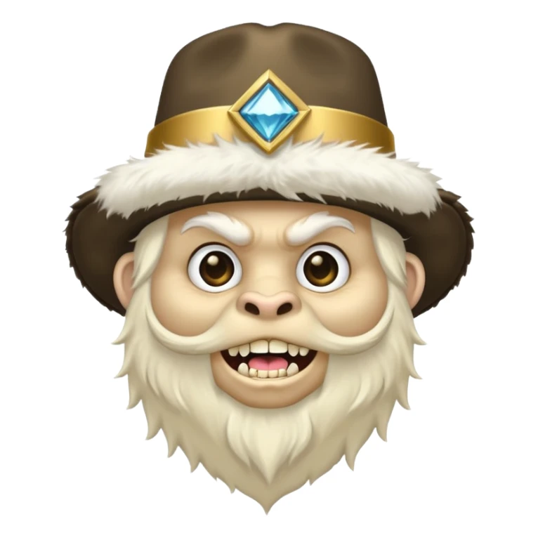 a yeti with a pimp hat and fur coat and gold teeth sticker