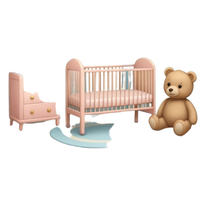 baby room, Cozy baby room with crib and teddy bear sticker