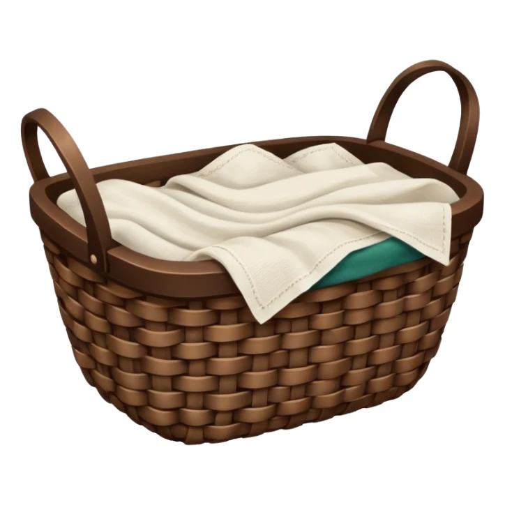 A woven dark Brown basket with fresh washed linen sticker