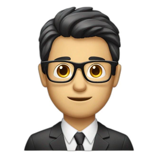 Businessman with blach hair with glasses and notebook sticker