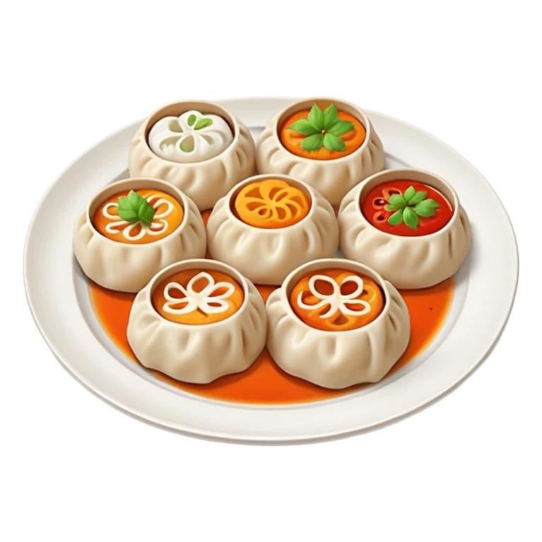 generate an ios genmoji of momos on a plate sticker