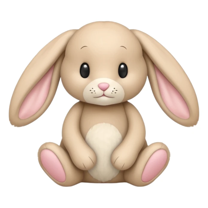 cute beige stuffed bunny with floppy ears, inspired by Jellycat Bashful Bunny, sitting pose, soft texture sticker