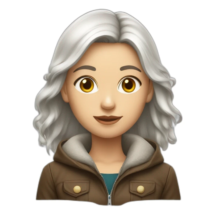 Jeune femme blanche avec cheveux maron et veste en cuire sticker