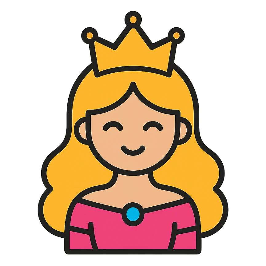 princessa hair, color icon style, clean lines, elegant, suitable for app icon sticker