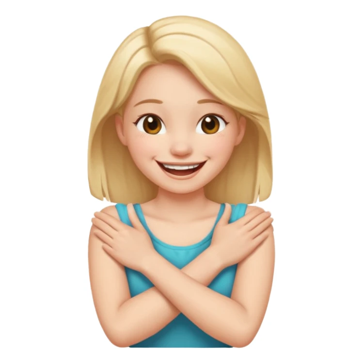 arms crossed holding neck, laughing girl sticker