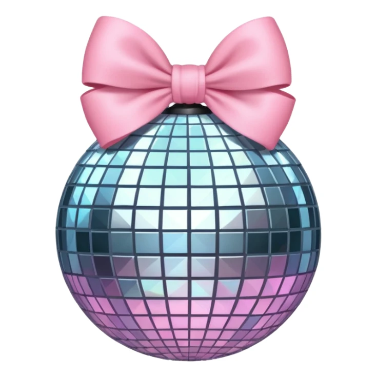 Disco ball with baby pink bow sticker