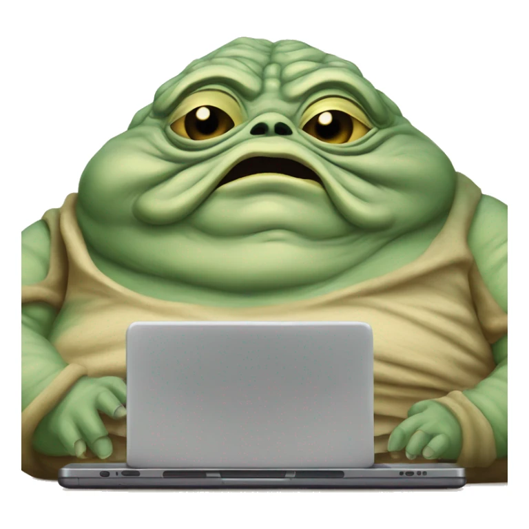 Jabba the Hutt from Star Wars with a laptop sticker