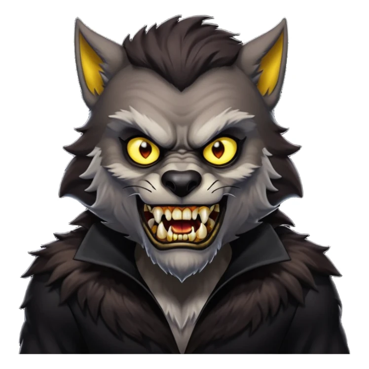 The Werewolf from Universal Monsters with dark brown fur, black silk outfit sticker