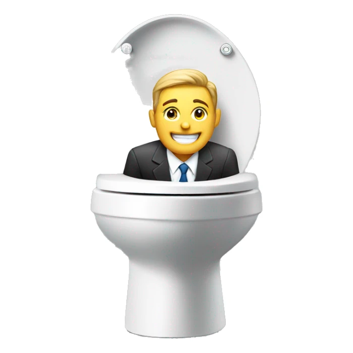 Businessman smiling from toilet bowl sticker