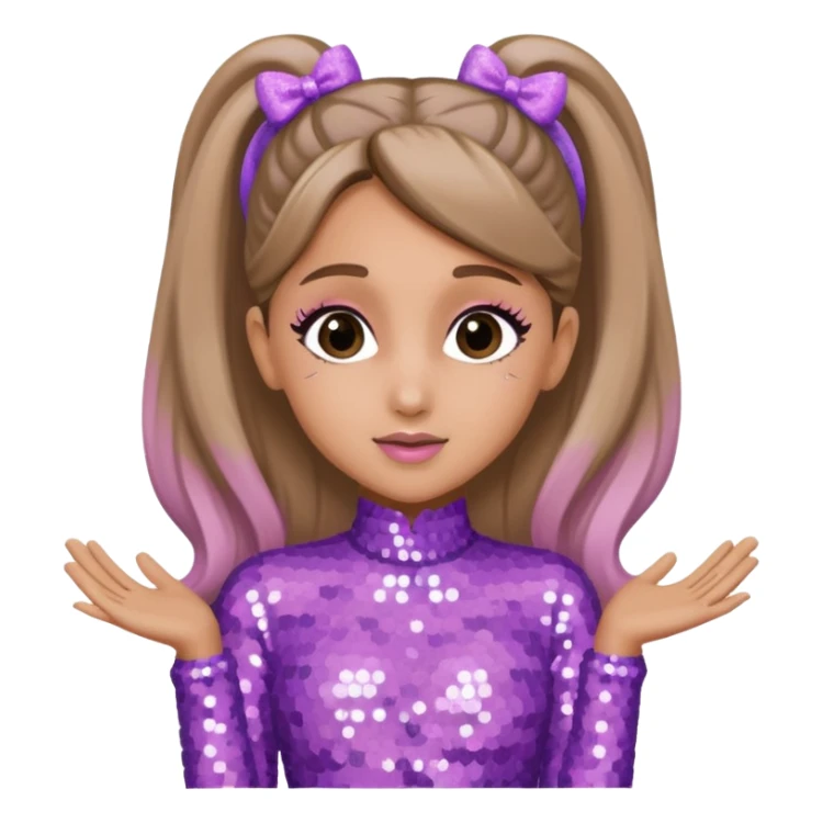Ariana Grande with dark blonde hair, lavender pink sequin outfit sticker