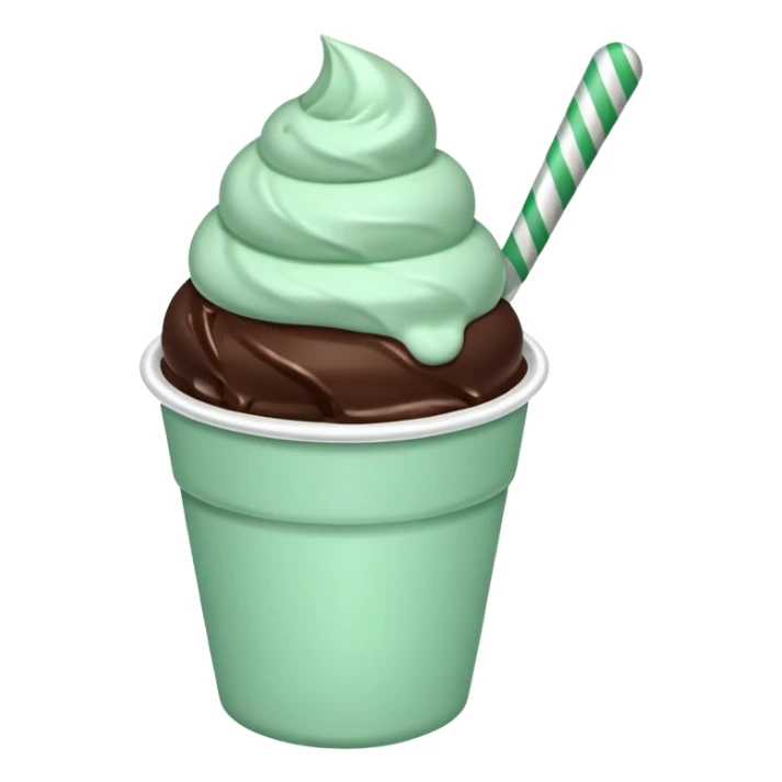 white cup with mint and chocolate ice cream sticker