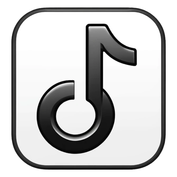 fais moi le logo tiktok en brillant stp noir et blanc sticker