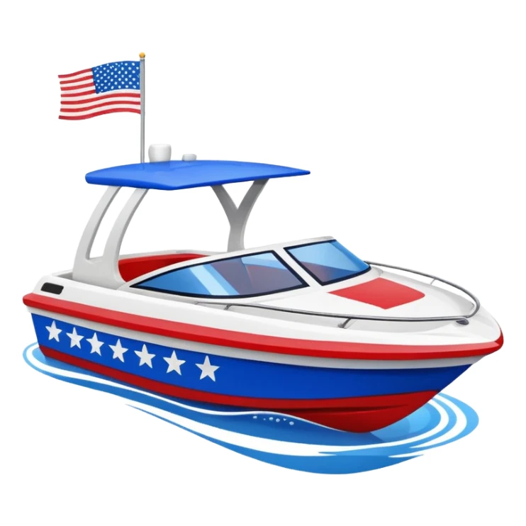 Sport water boat with American flag sticker