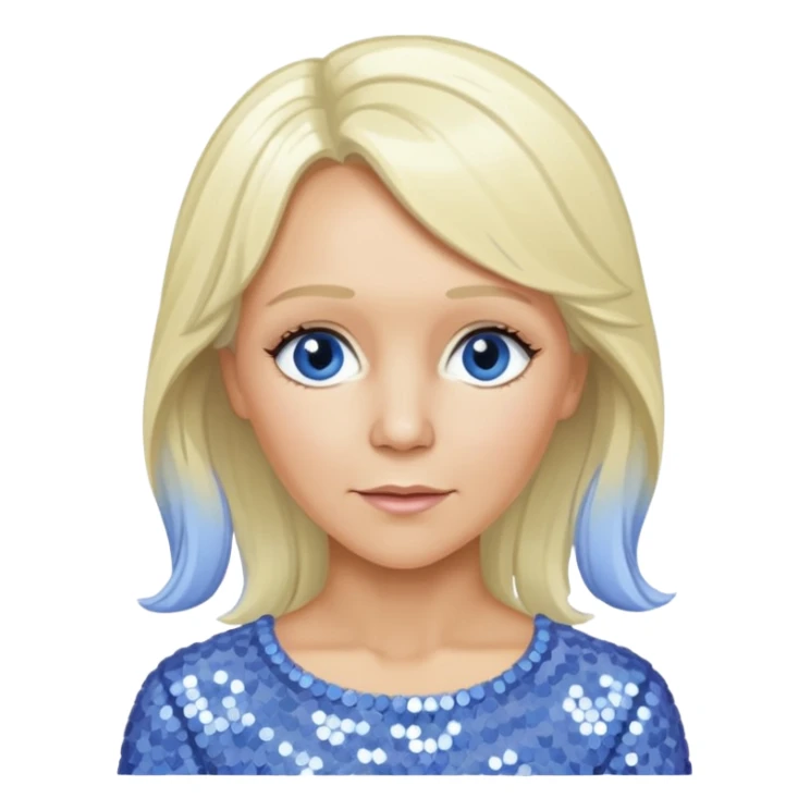  Agnetha Fältskog from ABBA with long platinum blonde hair, periwinkle sequin outfit  sticker