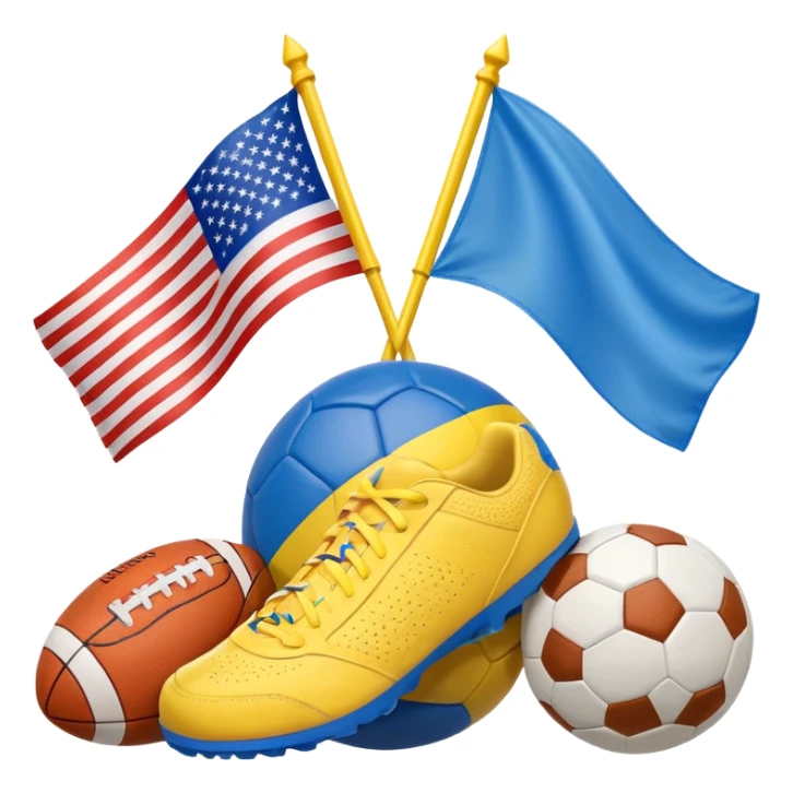 usa and ukraine flags together, sport equipment under sticker