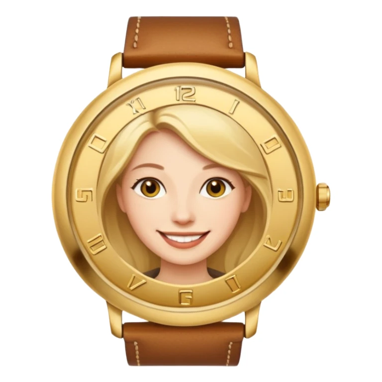 Woman with a gold watch sticker