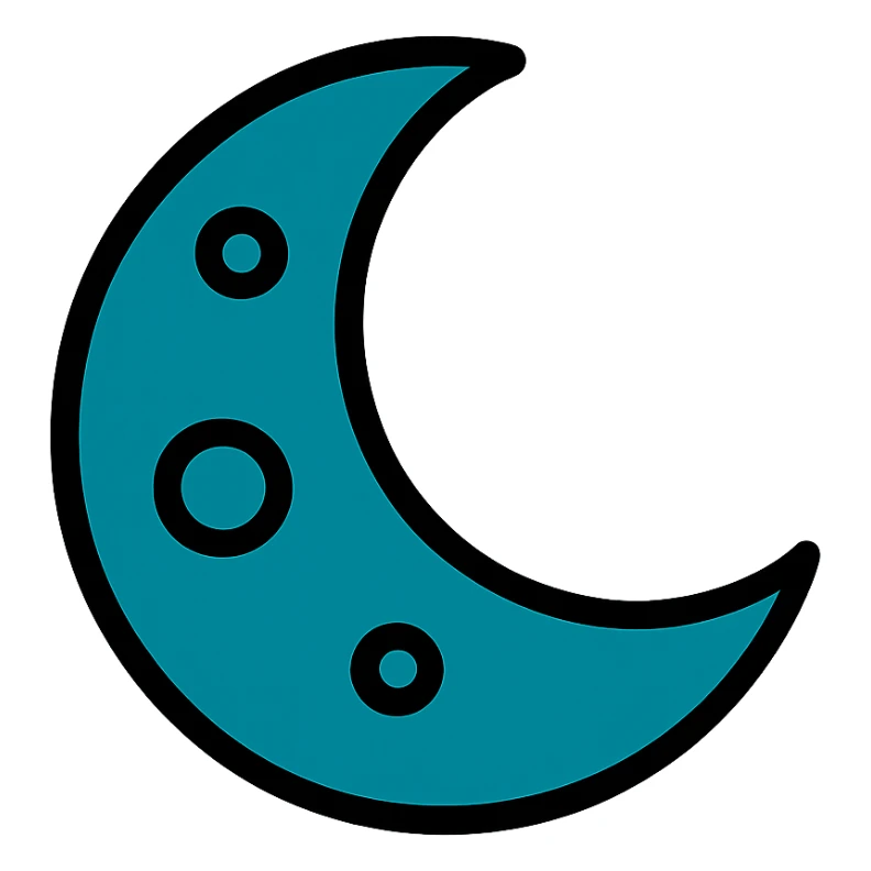 simple and bold moon in dark cyan color sticker