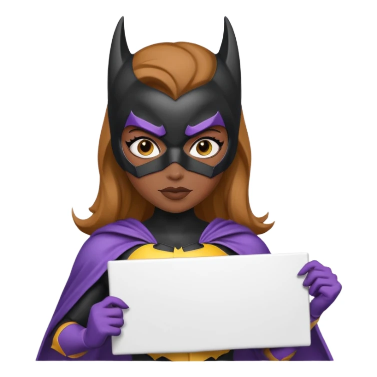 Black Bat girl holding large blank sign sticker