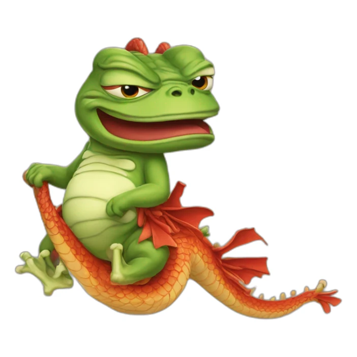 pepe the frog riding a chinese dragon sticker