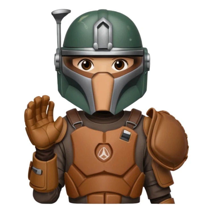 Mandalorian with a Catcher's mitt.  Make the catcher's glove oversized.  Put a dark visor in the helmet.   sticker