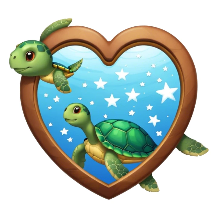 Heart shaped Mirror with turtle and stars sticker