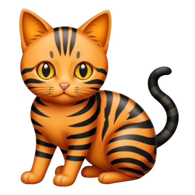 small black and orange cat. amber eyes. full body.  sticker