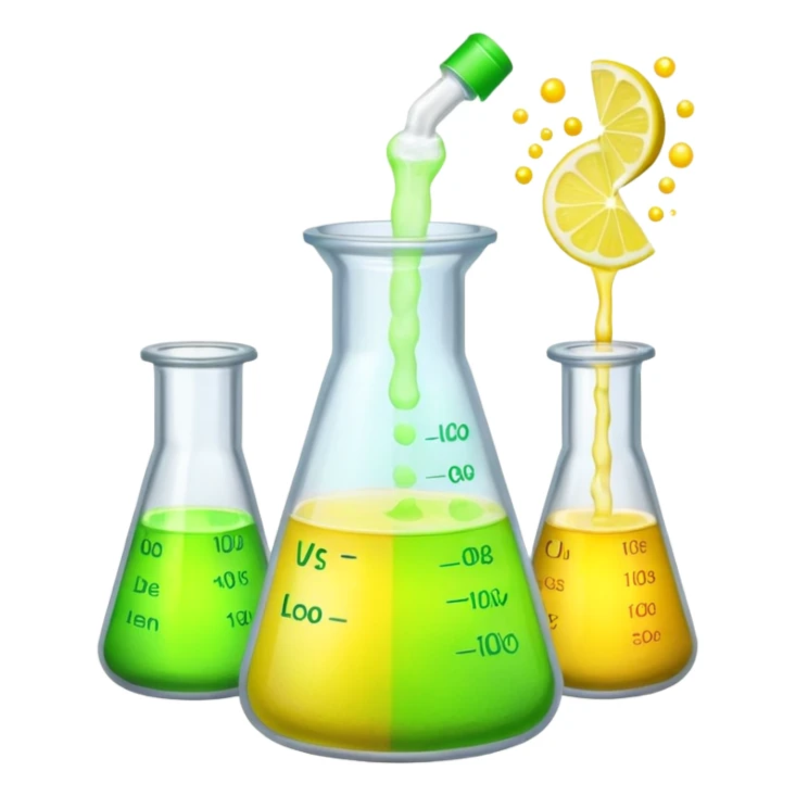 hi-lighters lemon baking soda uv light glowing formula in beaker/ test tube and baking soda in lab sticker